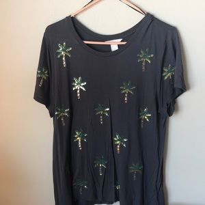 Palm Tree Sequin H&M Shirt